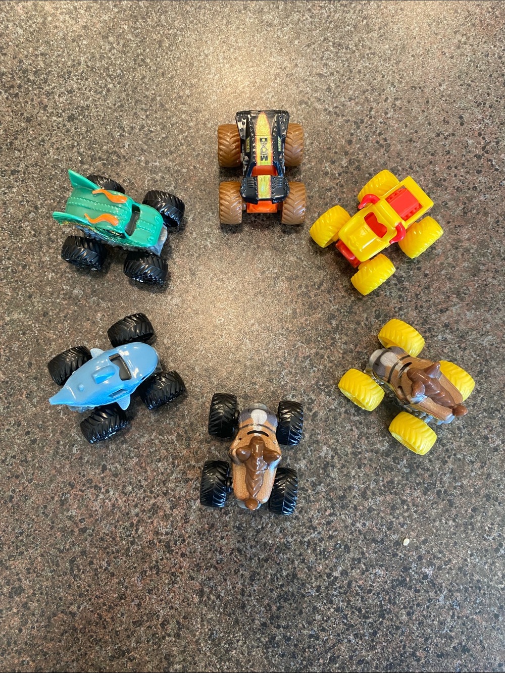 Assorted Mini Monster Trucks- 6 items